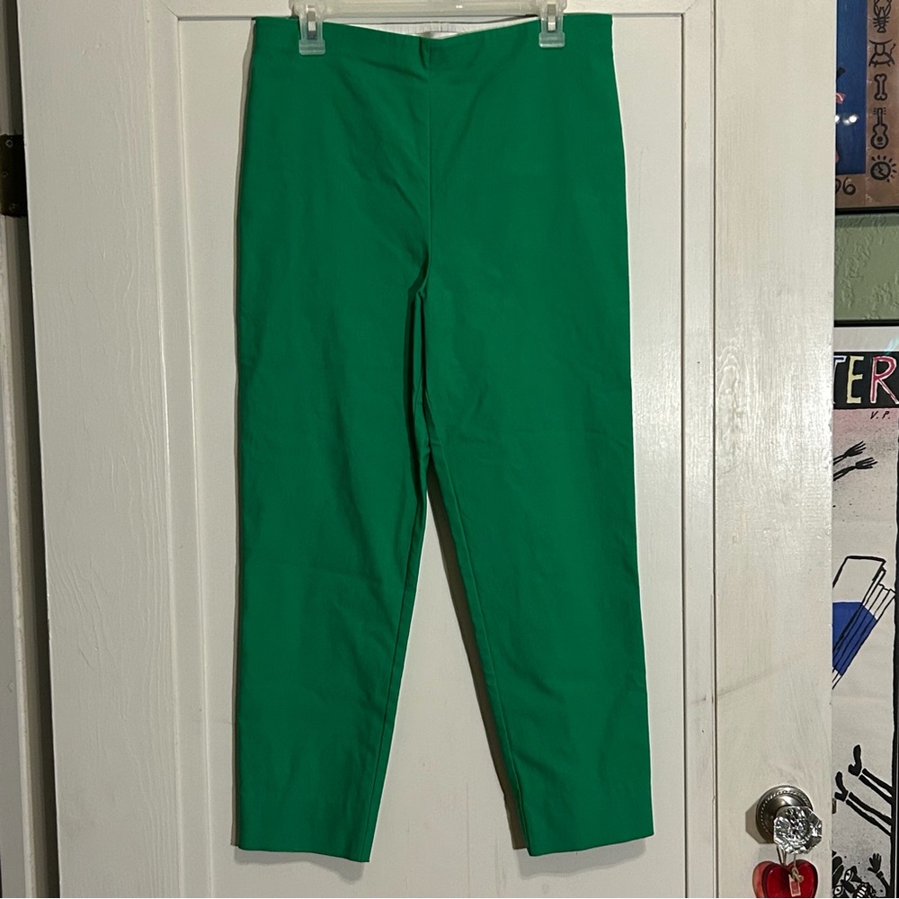 Sara Campbell Green cigarette leg Pants flat front with elastic waist